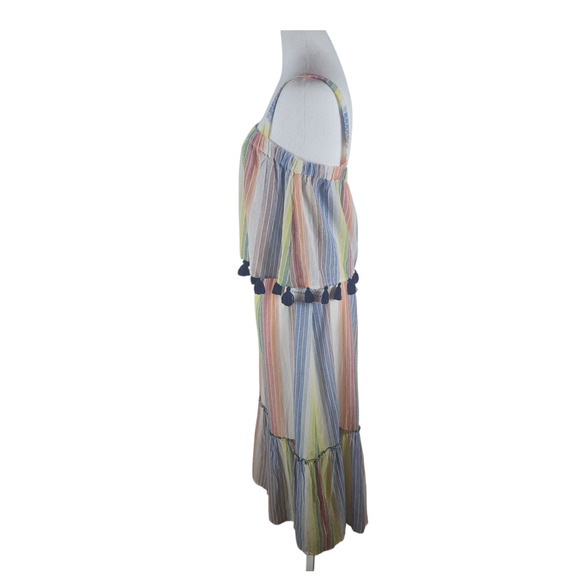 NWT THHL Multicolor Striped Tassel Maxi Sundress Raffle Size Medium - Picture 3 of 7